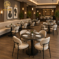 Meubles d'hôtel modernes Ron Group, ensemble de restaurant personnalisé, table ronde en marbre, banquette en cuir, chaise ergonomique rembourrée