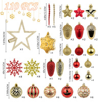Nouveauté : Ensemble de 110 boules de Noël incassables de haute qualité, ornements suspendus, rouge, vert, marron, peintes multicolores