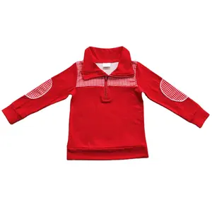 Kerstjongenskleding Katoenen Rode Geruite Trui Met Ritsslover Voor Kinderen Jongens Groothandel Kinderkleding