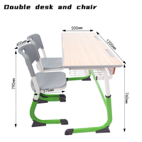 Bureau et chaise double pour étudiants en gros, mobilier scolaire personnalisable pour les élèves du primaire et du secondaire
