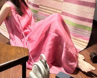 Robe sans manches en organza de soie jacquard vintage 2026 pour femme, en soie de mûrier, coupe ample, longue, style A-line, avec camisole, pour l'été, antistatique