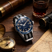 Montre de plongée pour homme avec logo personnalisé 41 mm, verre saphir, bracelet Natos, mouvement Miyota 8215, montre de plongée automatique OEM