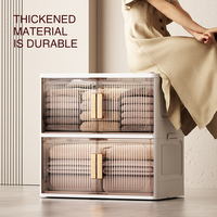 Boîte de rangement en plastique pour armoire, avec poignée, couvercle, épaissie, pliable, bac de rangement, caisse, organisateur, empilable