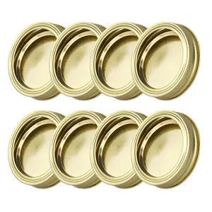 Düzenli 70mm altın konserve kapakları geniş ağızlı 86mm gümüş 2 adet plaka bant alüminyum Metal teneke cam turşu kavanozu konserve kapaklı