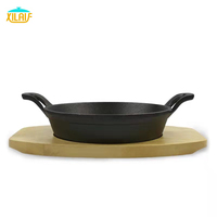 Poêles ovales miniatures en fonte pré-culottées avec revêtement, pour cuisson à la vapeur, avec plateau en bois – Prix usine