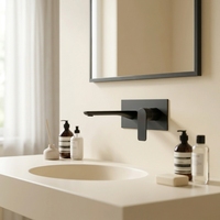 Robinet de lavabo mural moderne en laiton Momali, avec eau chaude et froide, noir, pour hôtel, directement de l'usine