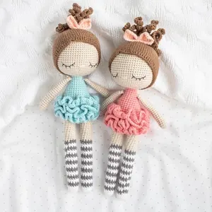 Mainan boneka Amigurumi hadiah organik bayi cantik buatan tangan Crochet kustom boneka untuk anak perempuan