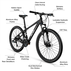 VTT Confortable 26/27,5 Pouces pour Adultes, Cadre en Aluminium, Freins à Disque, Vélo de Course Hardtail, 1401050, 24 Vitesses, Pédales Ordinaires, Polyvalent - Product Image 3