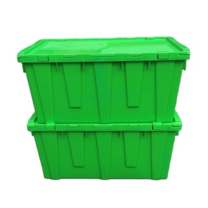 <b>Plastic</b> Storage Container Rectangle Heavy Duty Attached Lid Nest Stackable 35L Capacity Multifunctional Design Moving <b>Tote</b> - Product Image 1