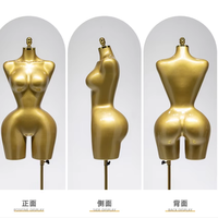 Mannequin doré réglable pour adulte, buste en PP, support de présentation pour vêtements, taille plus, pose debout pour femme, en plastique