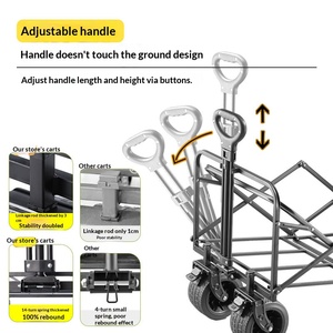 Carrello Pieghevole Professionale da Esterno in Tessuto Oxford 600D Impermeabile, Carrello da Campeggio con Manico Regolabile, Carrello Multiuso - Product Image 3