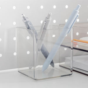 थोक स्पष्ट ऐक्रेलिक प्लास्टिक पेन धारक मेकअप ब्रश धारक डेस्कटॉप पालतू पेंसिल आयोजक - Product Image 3
