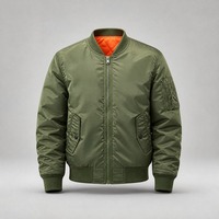Blouson aviateur matelassé personnalisé pour homme, style col montant, fermeture éclair, poches sur les manches, logo OEM, vente en gros, direct usine
