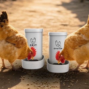 Chicken Grit And Oyster Shell Feeder White Plastic Pan Feeder For Chicken Coop Accessory 20cm Height - Product Image 1