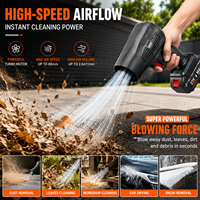 Souffleur d'air électrique sans fil 21V Turbo, souffleur de feuilles haute puissance pour le séchage de voitures et le nettoyage de jardins