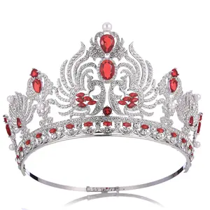 Most Professional Tiara Crowns Supplier Adjustable Full Round Crown Pageant Tall Zircon Crowns Tiara for Pageant