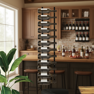 Porte-vin mural en fer noir, capacité de 24 bouteilles, design moderne et minimaliste, pour utilisation dans un bar à domicile - Product Image 2