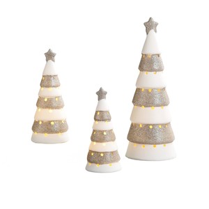 Máy tính để bàn nhỏ gốm giáng sinh trang trí cây LED thắp sáng cây gốm - Product Image 1