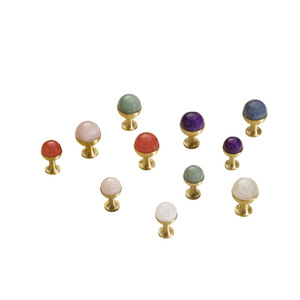 Leedis French Style Colored Crystal <b>Cabinet</b> Knobs Brass Round Single Hole Drawer Handle For Furniture - Product Image 3