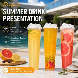 Vaso Desechable de Plástico PP de Gran Capacidad (34oz), Tamaño Largo, con Impresión Digital y Patrón Personalizable para Jugo de Limón, Café, Té y Fiestas - Product Image 3