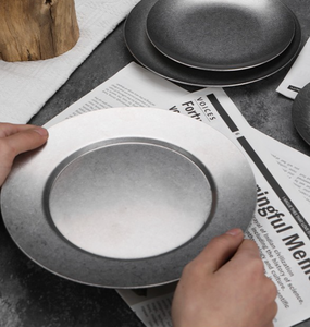 Plateau de service décoratif vintage en <span class=keywords><strong>acier</strong></span> inoxydable <span class=keywords><strong>gris</strong></span> flocon de neige pour la présentation des aliments, vaisselle pour café, boulangerie, maison, cuisine - Product Image 4