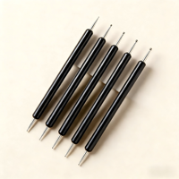 Lot de 5 pinceaux professionnels double-embout pour nail art, stylo de peinture à double tête pour gel et points, stylos de peinture noirs, outil pour ongles
