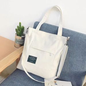 I-0165 femmes mode coton épaule sac fourre-tout personnalisé toile fermeture éclair poche dame été réutilisable sac à provisions en gros - Product Image 2
