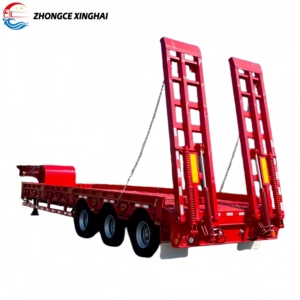 Precio <span class=keywords><strong>de</strong></span> fábrica cuello <span class=keywords><strong>de</strong></span> cisne 3/4 eje 20/40/45FT Lowbed/Lowboy/Low Flatbed Car Trailer Truck <span class=keywords><strong>para</strong></span> excavadora/maquinaria pesada - Product Image 1
