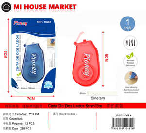 Nastro biadesivo Pioney 6mm 5m rosso e blu per uso in ufficio e scuola - Product Image 3