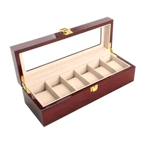 Роскошная Изысканная прочная коробка, деревянный ящик с 5 отделениями для хранения часов, органайзер для часов, коробка для часов
