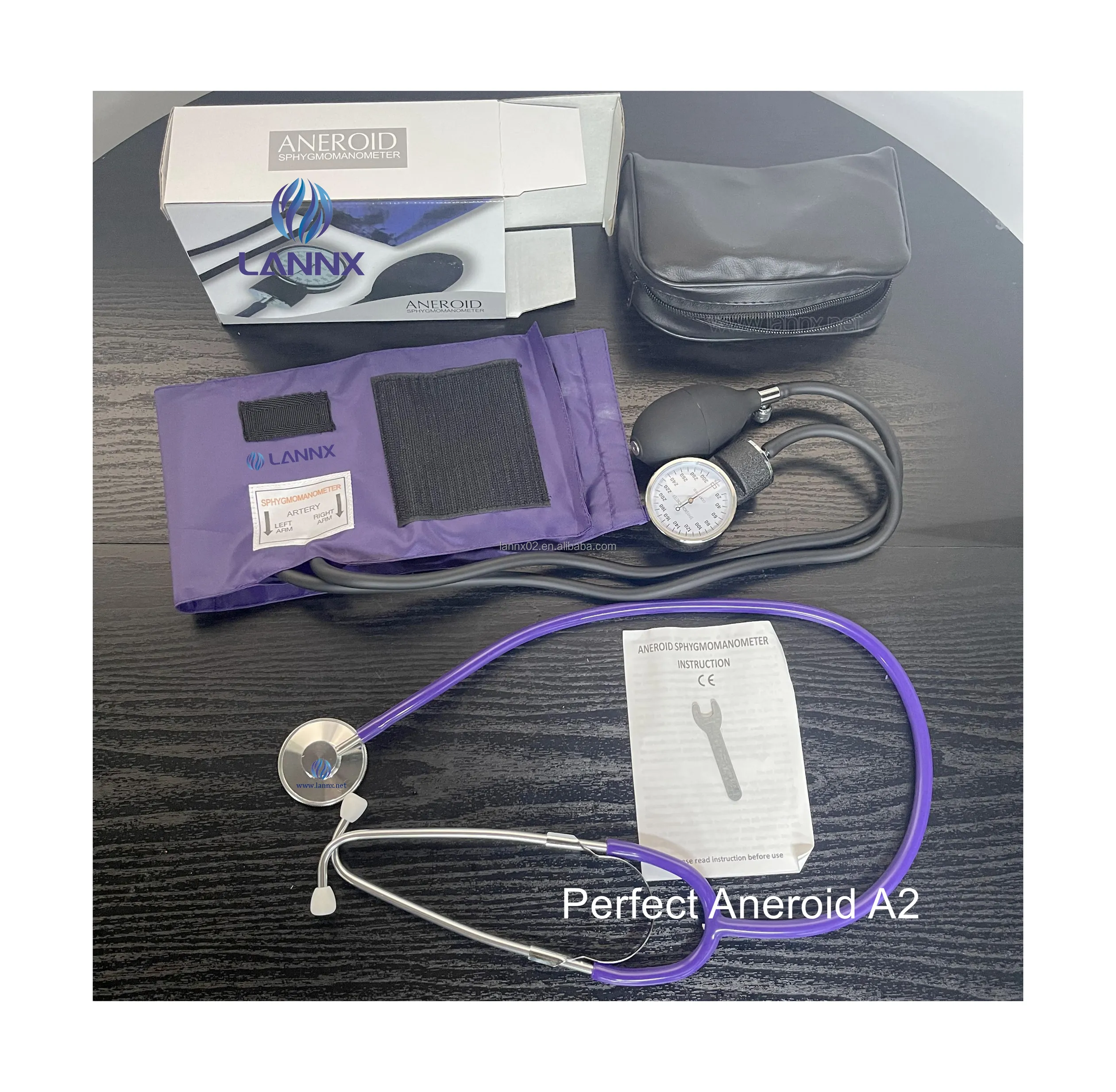 LANNX mükemmel Aneroid A2 taşınabilir pediatrist aneroid tansiyon aleti ile tek kafa stetoskop kol kan basıncı ölçer