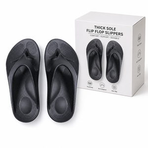 Arch Support Summer Flip Flops <strong>Orthopedic</strong> Plantar Fasciitis Thong <strong>Sandals</strong> <strong>Women</strong> Cushioned Anti-Slip Thick Sole Walking Black - Product Image 1