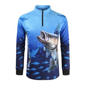 Camisas de protección solar para hombre UPF 50 + 1/4 Zip Up manga larga Rash Guard pesca secado rápido - Product Image 1