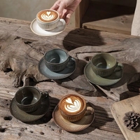 Ensemble tasse et soucoupe à expresso rétro de petite capacité en porcelaine, compatible micro-ondes, vaisselle de restaurant