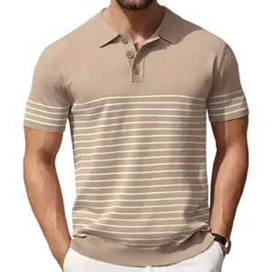 Hombres Camisas de punto de manga corta Camisa a rayas Moda Casual Golf Polos