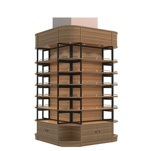 Étagère de supermarché moderne en bois, présentoir gondole de luxe en métal avec armoire de rangement pour magasin de détail - Product Image 3