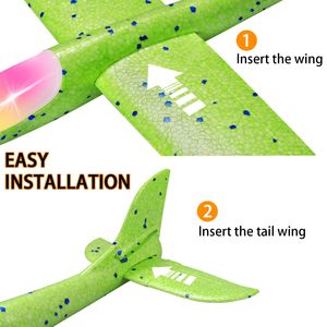 Avion à lancer manuel 48 cm avec lumière LED, jouet en mousse EPP, planeur pour enfants, jouet amusant pour l'extérieur - Product Image 3