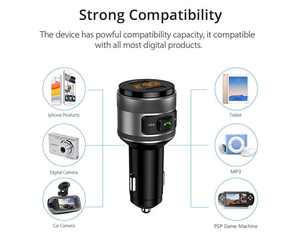 QC3.0 Cargador de coche rápido Bluetooth 5,0 Transmisor FM Kit de manos libres inalámbrico Coches Unidad flash USB Reproductor de MP3 - Product Image 3