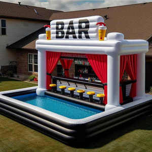Bar de piscine gonflable commercial équipement d'amusement extérieur Blow-up Pub House avec bar de piscine pour le divertissement de fête - Product Image 1