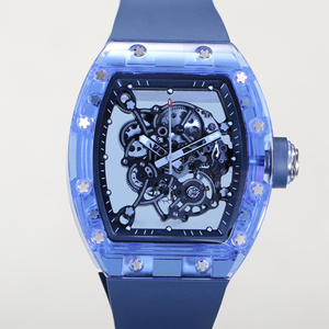 Reloj automático mecánico para hombre, serie RM, con cristal de zafiro en forma de tonneau, esqueletizado, resistente al agua, con correa de silicona. - Product Image 1