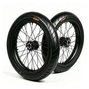 Ensemble de roues Supermoto Surron LBX 17 pouces en aluminium CNC, pneus haute adhérence 70/90-17 90/80-17 pour vélo électrique avant et arrière (stock US) - Product Image 1
