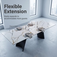 Table à manger extensible super grande avec plateau en verre trempé céramique importé, 8-10 places, stable et facile à nettoyer, pour usage domestique en Europe