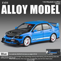 Modelo de coche de metal fundido a presión a escala 1:24 con licencia original, LANCER Evolution IX EVO, 9.ª generación, con sonido y luz, puertas que se abren y función de retroceso.