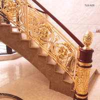 Main courante en laiton coulé de style européen de luxe, dorée, Tiluoke TLK-A29, à fixation au sol pour escaliers, balcons, terrasses et villas