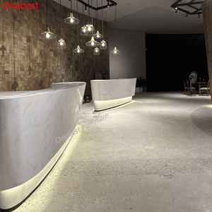 Việt Nam văn phòng tiếp tân bàn nội thất ý tưởng tay đánh bóng phía trước truy cập được thực hiện bởi Faux đá và LED - Product Image 2