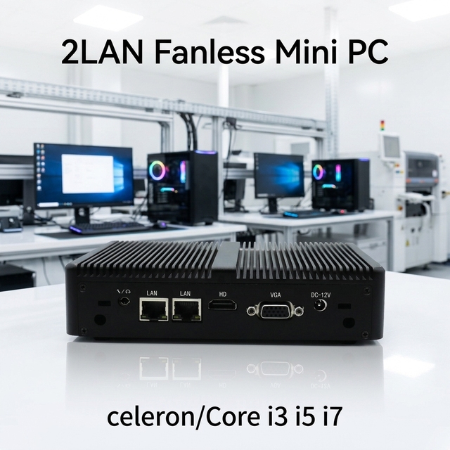 Silent Fanless 4th Gen I7 Industrial Embedded Mini PC 2*RJ45 LAN Dual Serial RS232 Ports HD VGA Industrial Controller Computer