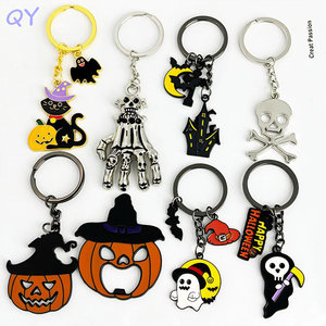 QY Custom Metal Key Chain Set Scary <b>Cute</b> Pumpkin Bat Skeleton <b>Keyring</b> Souvenir Gift for Halloween Gift - Product Image 1