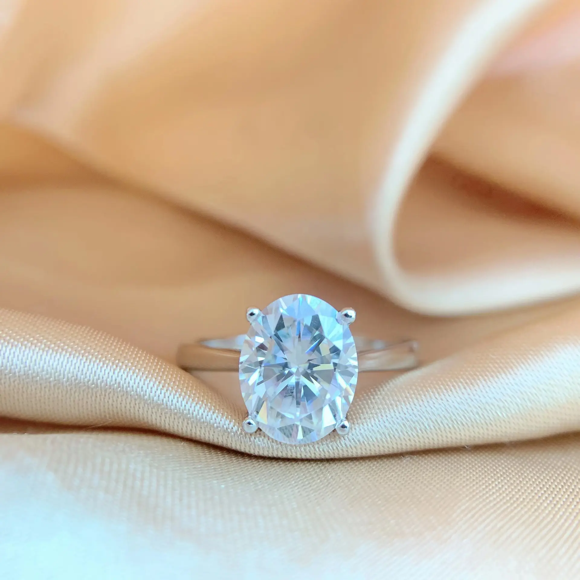 Anel de prata esterlina 925, joia fina personalizada, pedras personalizadas 1 2 3ct, anéis diamantes oval de casamento e noivado, anel de moissanite para mulheres
