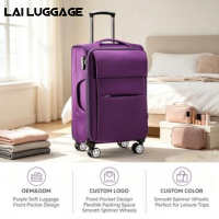 Valise de voyage carrée élégante et personnalisable en tissu Oxford rose, étanche, avec roulettes pivotantes – Vente en gros usine OEM&ODM