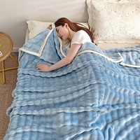 Plaid léger en fausse fourrure de vison, couverture douce en polaire corail avec teinture réactive pour dortoir étudiant, repos au bureau et vente en gros